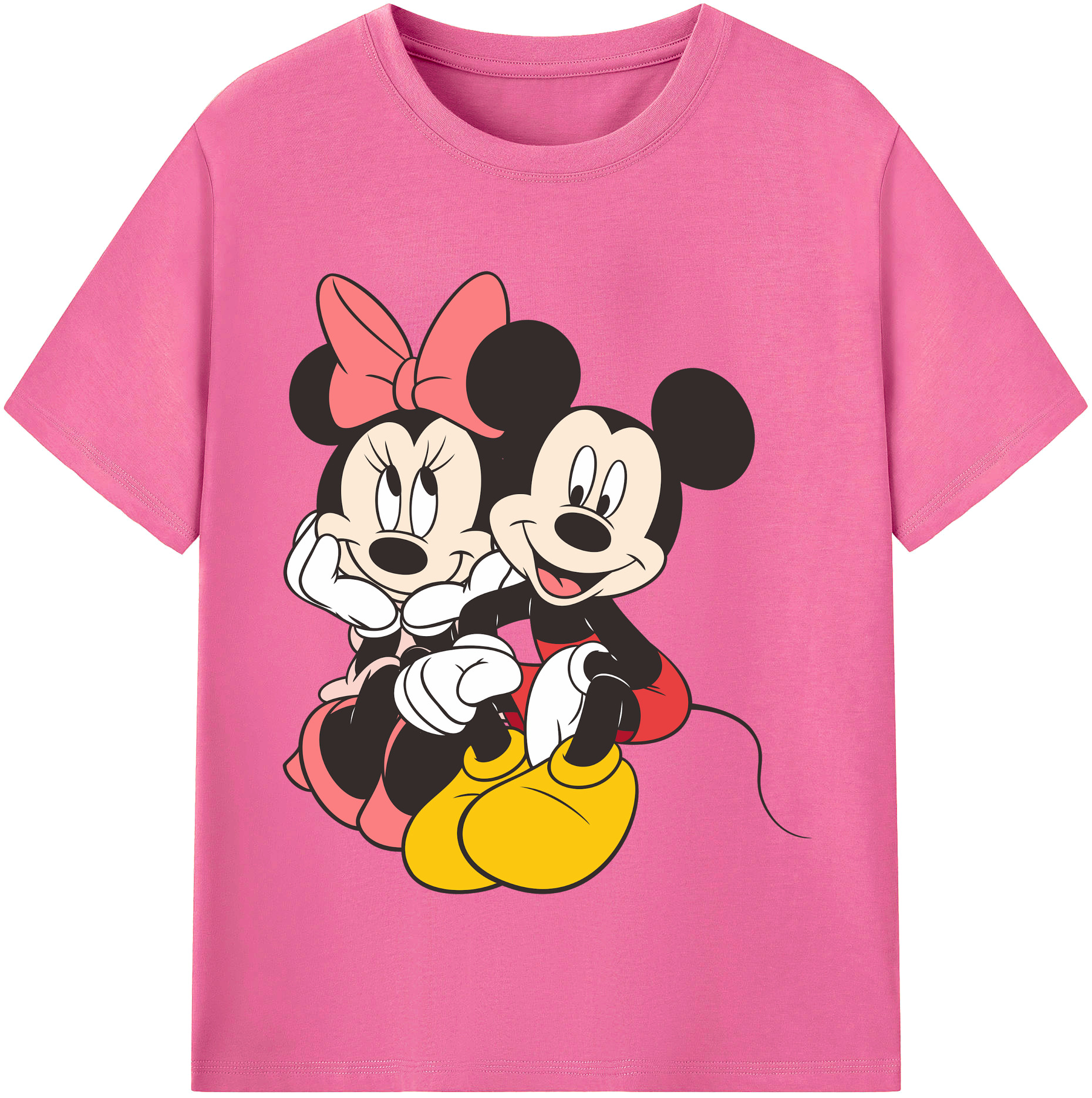 （画像用） ミッキーマウス Mickey Mouse レディースカジュアルプリントTシャツ（綿100％）